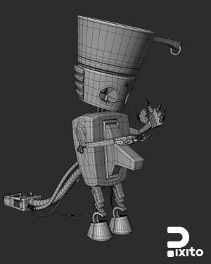 مدلسازی سه بعدی یک ربات در بلندر (حالت وایر فریم)